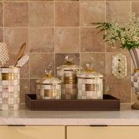 Mocha Check Canisters, Set of 3