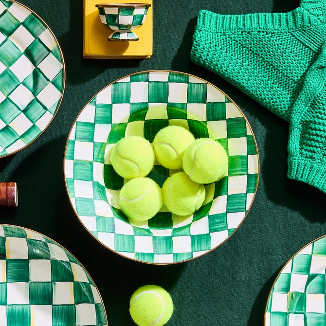 Emerald Check Serving Bowl image number 1