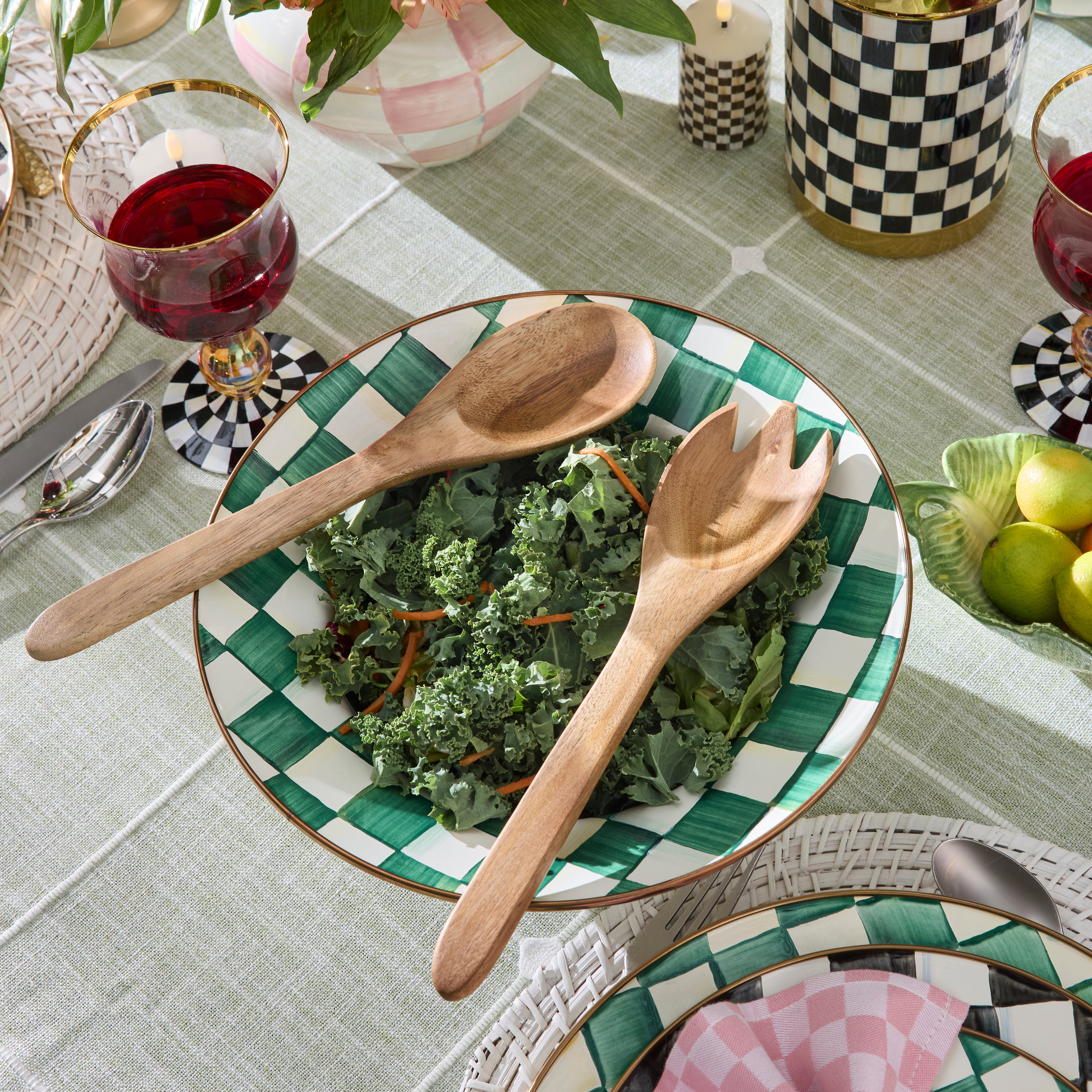 MacKenzie-Childs | Emerald Check Salad Serving Set