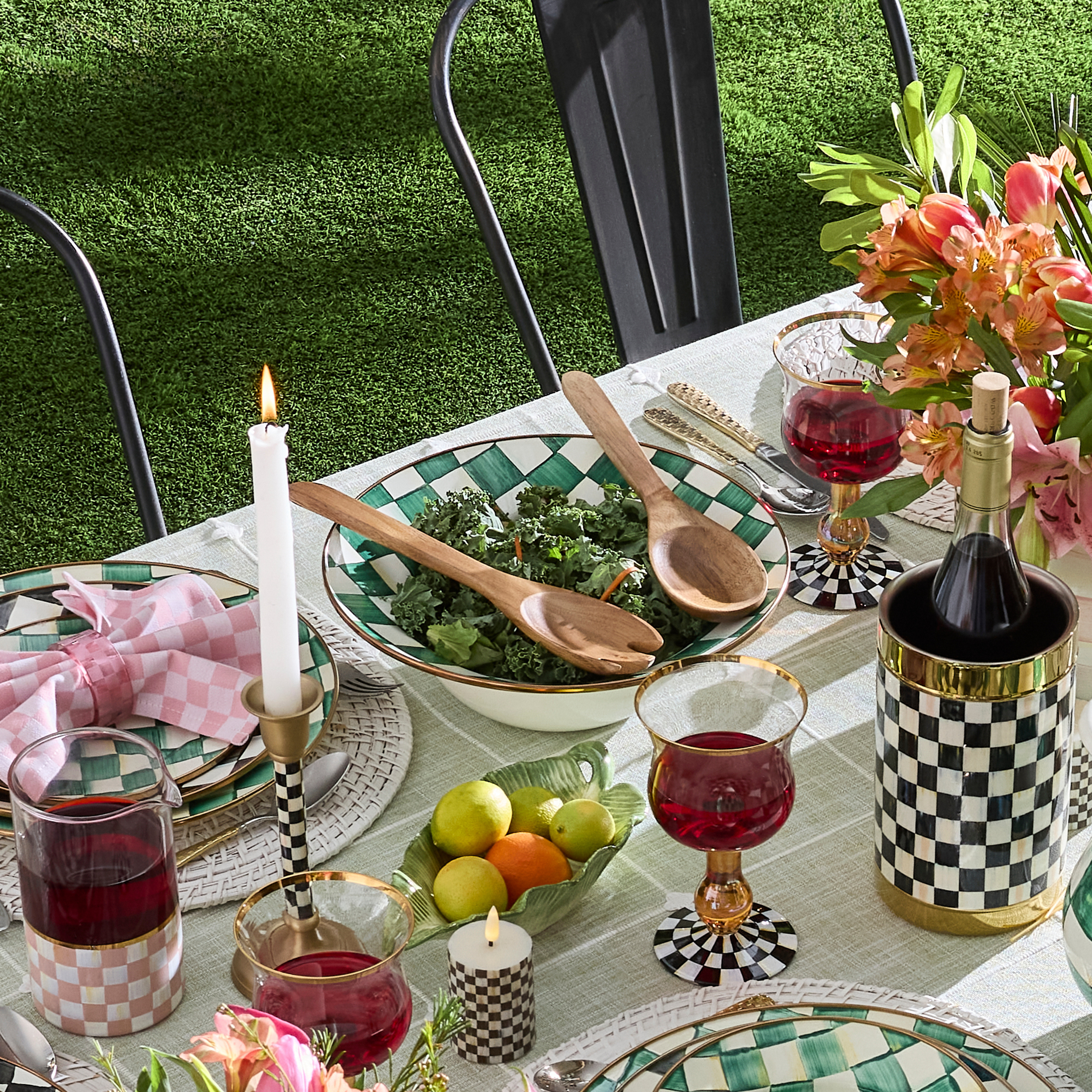MacKenzie-Childs | Emerald Check Salad Serving Set