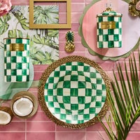 Emerald Check Serving Bowl