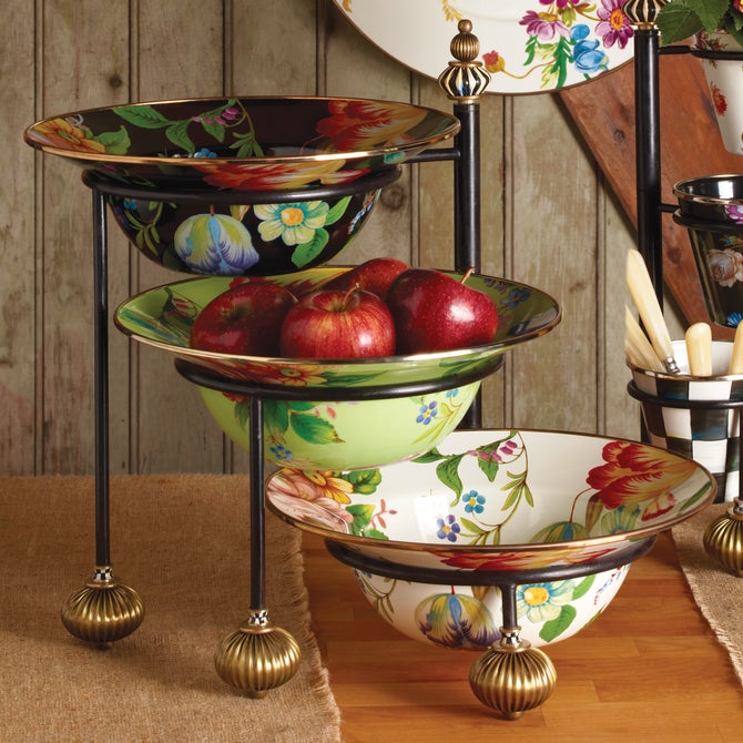 Black Flower Market Serving Bowl image number 1