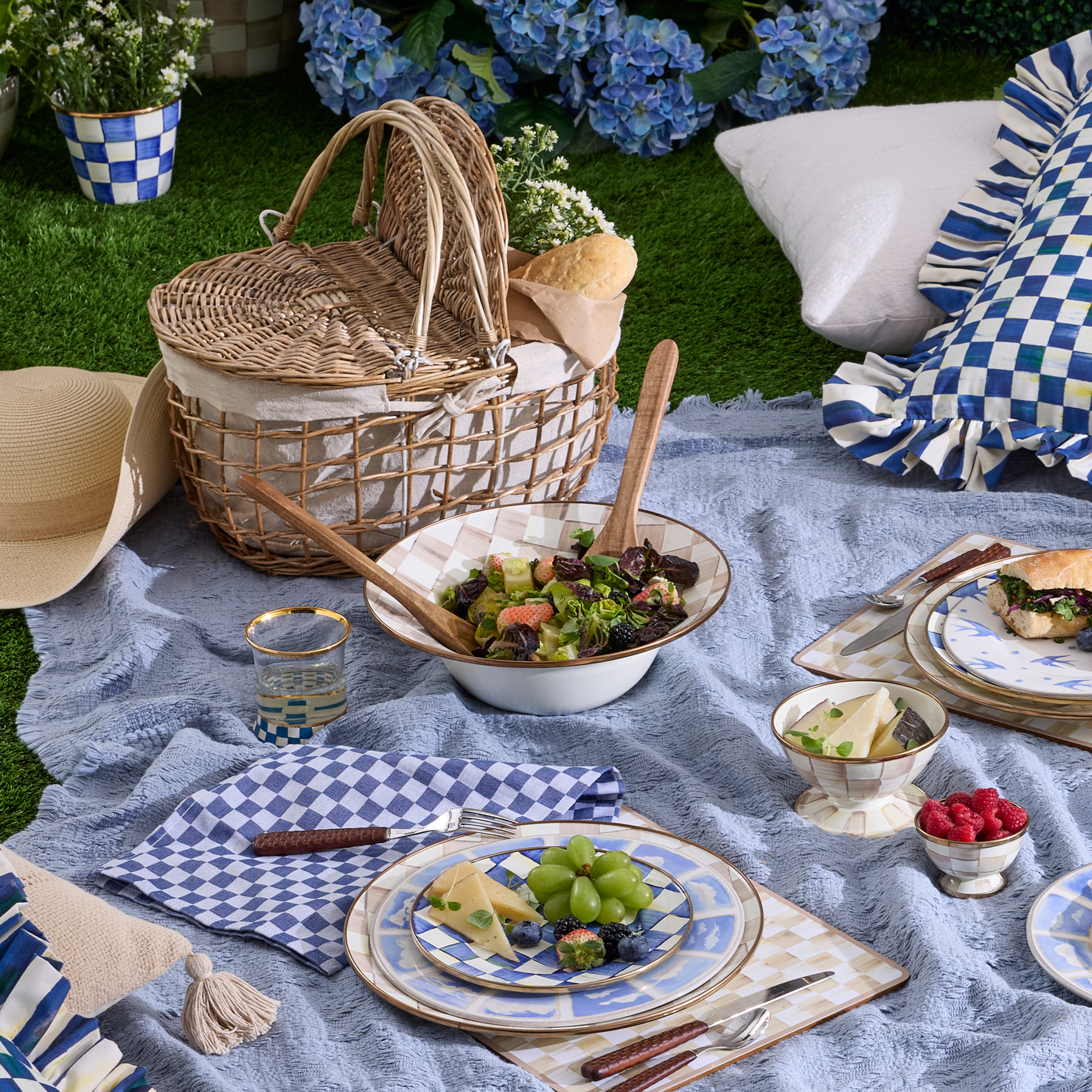 MacKenzie-Childs | Mocha Check Salad Serving Set