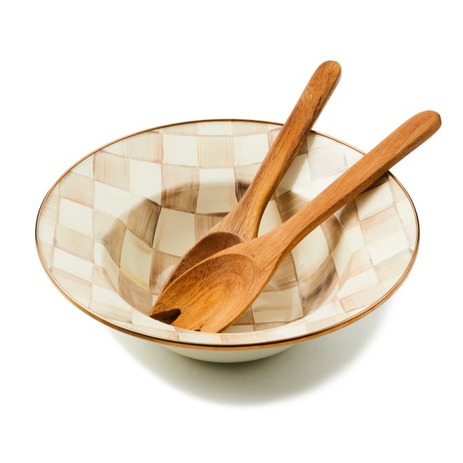 Mocha Check Salad Serving Set image number 2