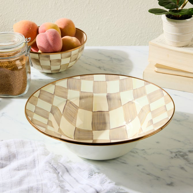 Mocha Check Serving Bowl image number 1