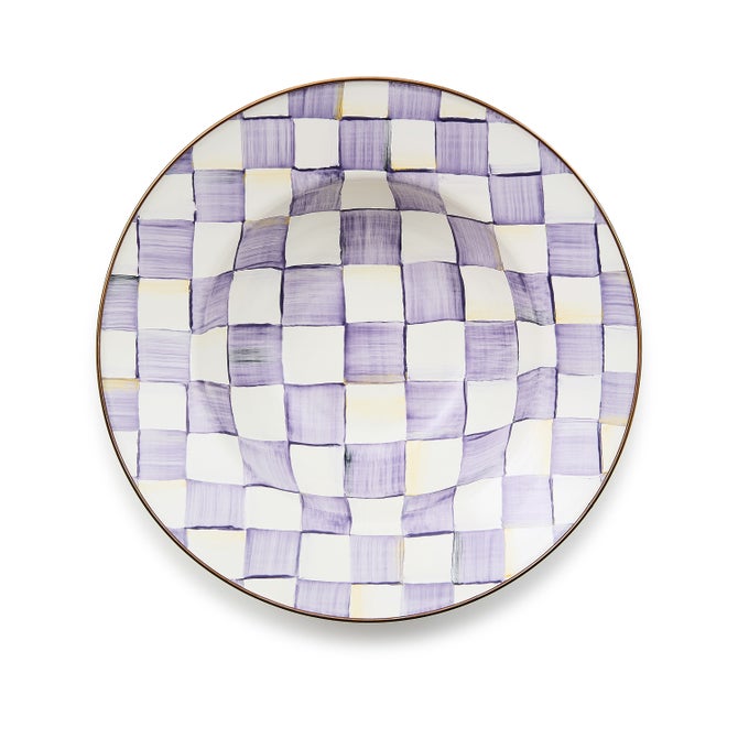 Violet Check Serving Bowl image number 1