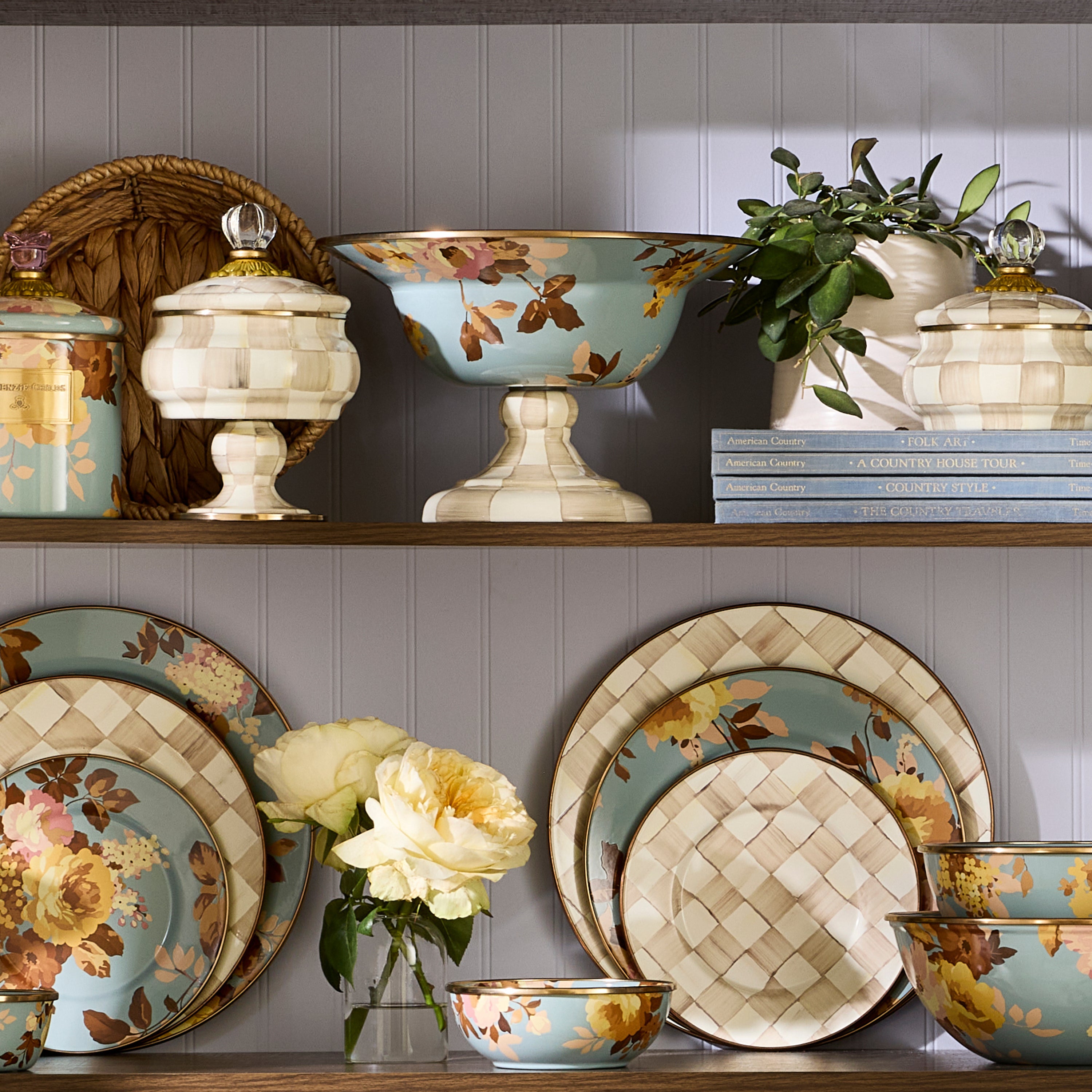 MacKenzie-Childs | Wild Rose Slate Large Compote