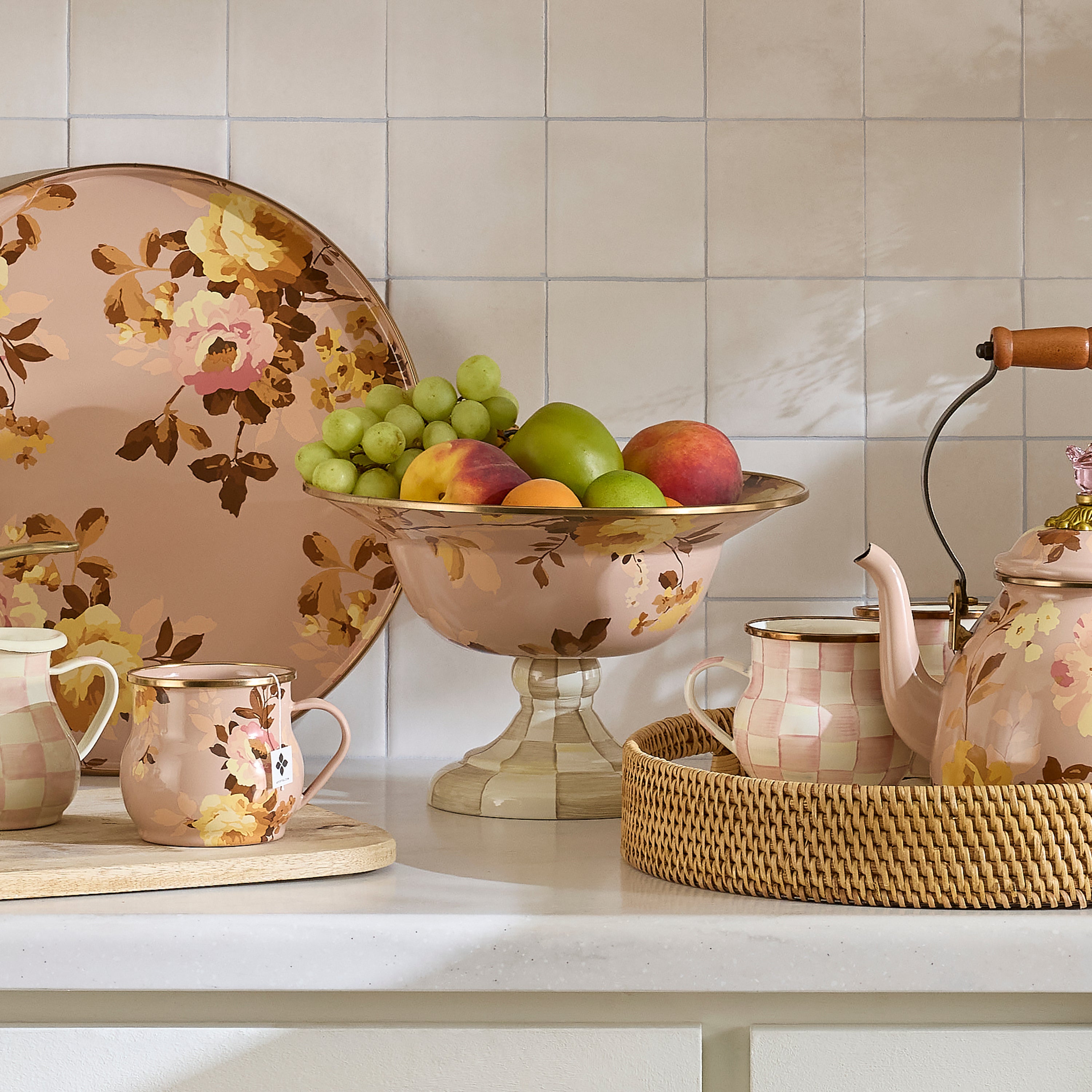 MacKenzie-Childs | Wild Rose Mauve Large Compote