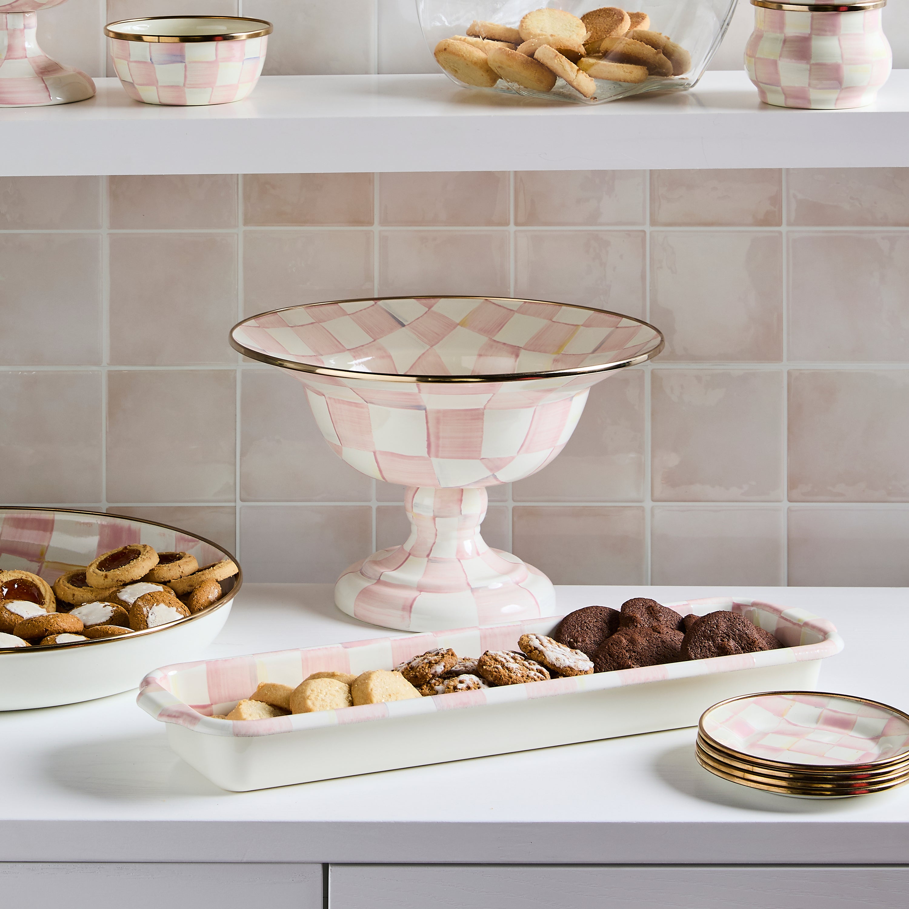 McKenzie-Childs ローズ柄コンポート McKenzie-Childs ローズ柄コンポート THE ROSY CHECK COLLECTION