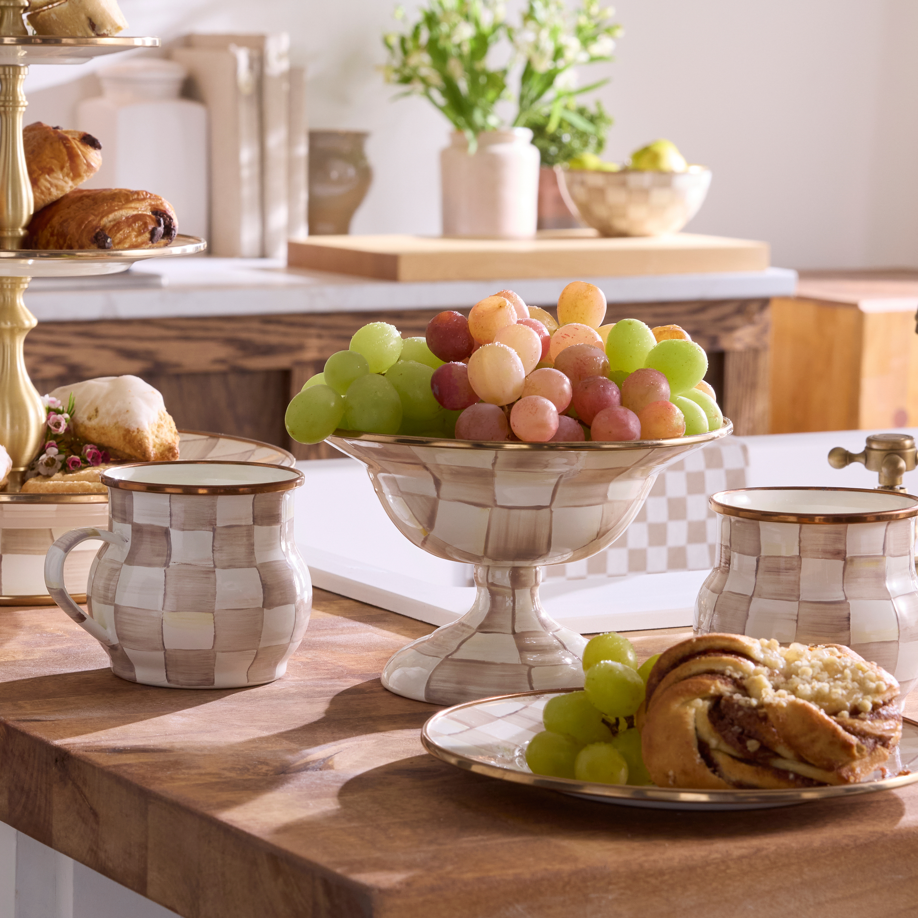 MacKenzie-Childs | Mocha Check Large Compote