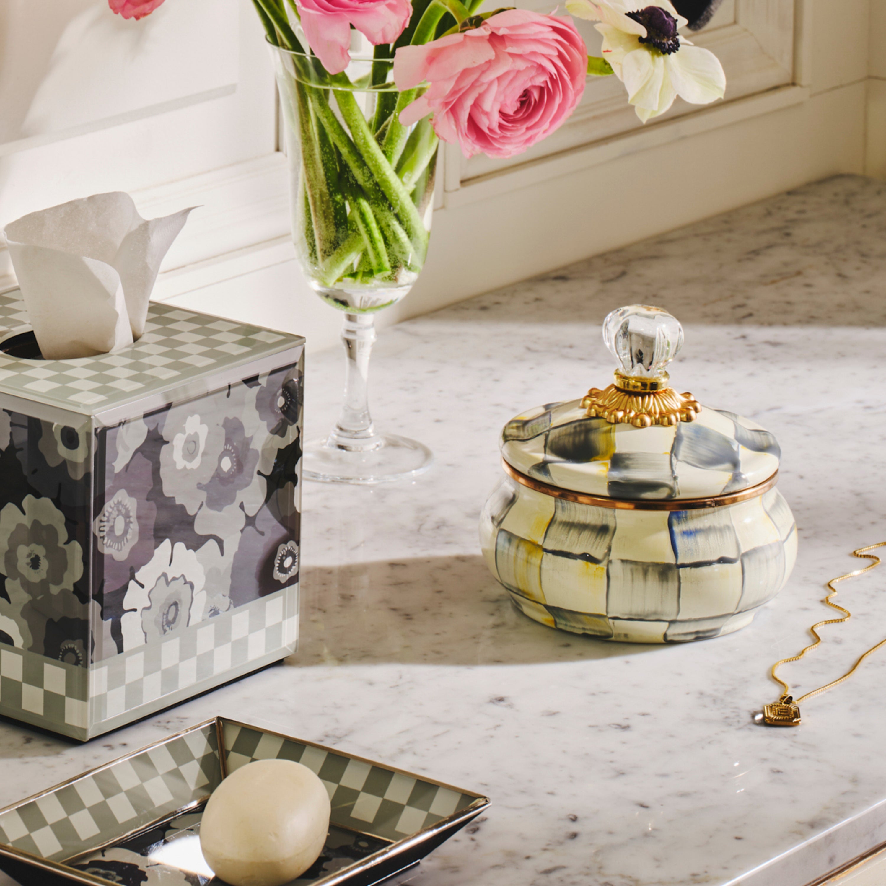 MacKenzie-Childs | Sterling Check Squashed Pot