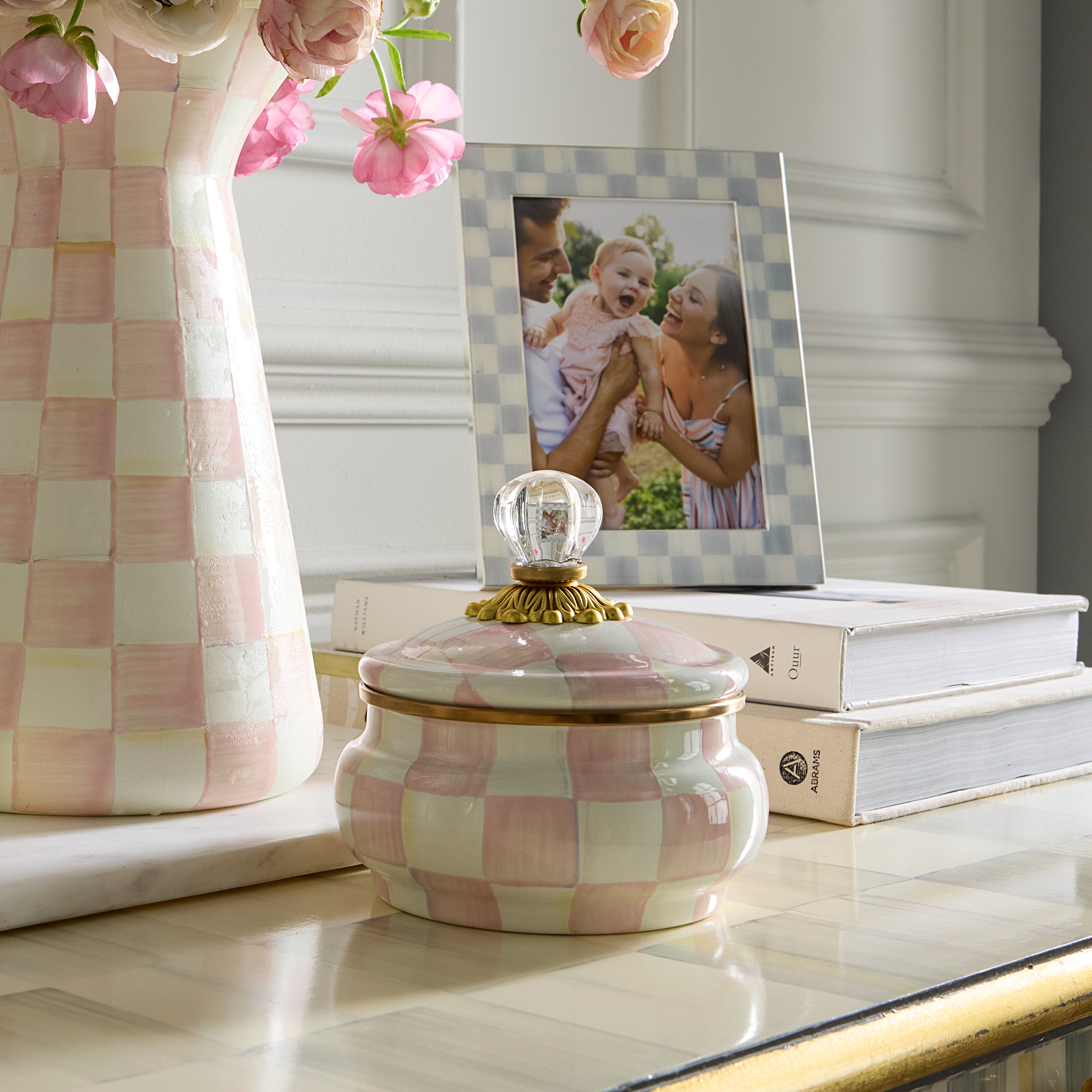 MacKenzie-Childs | Rosy Check Squashed Pot