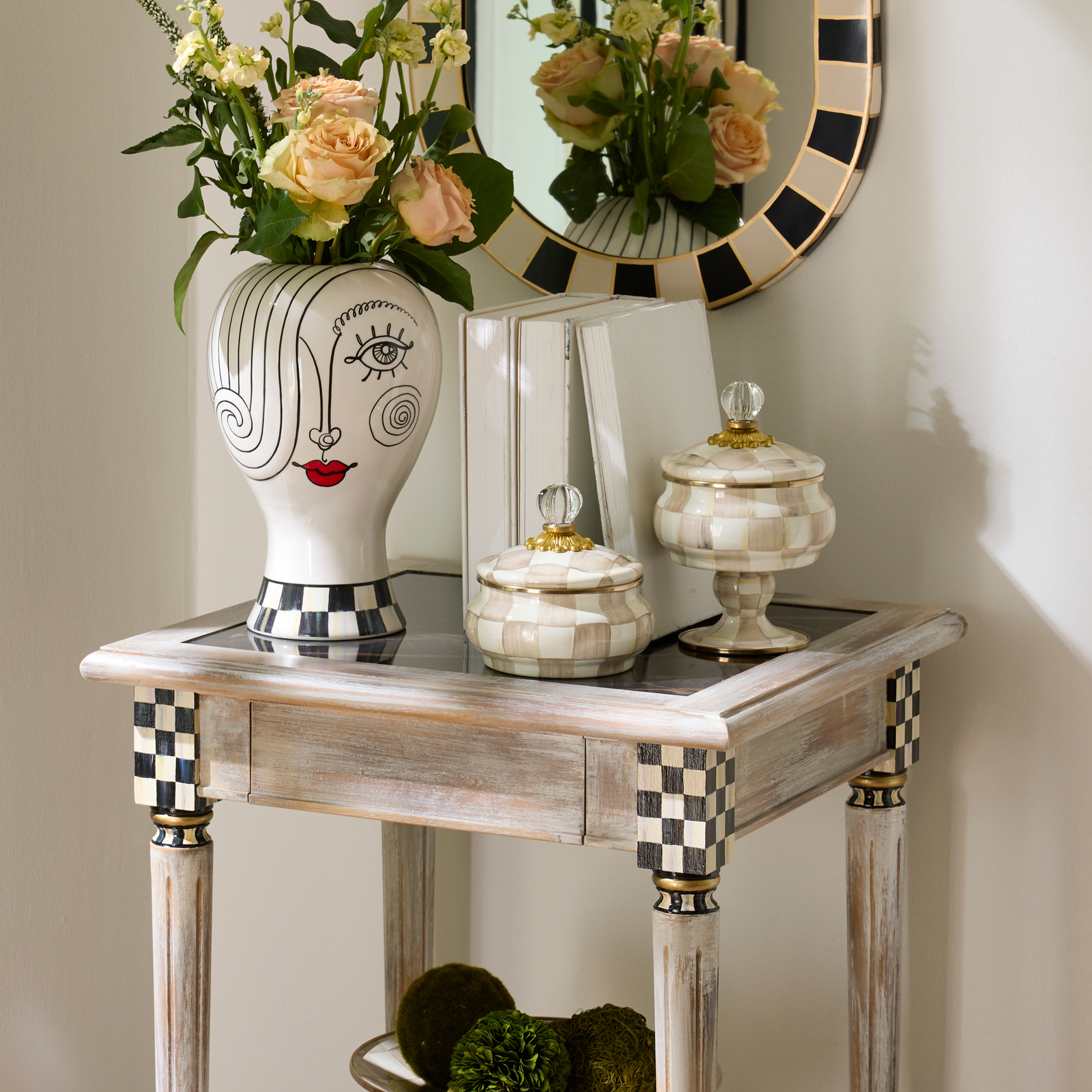 MacKenzie-Childs | Mocha Check Squashed Pot