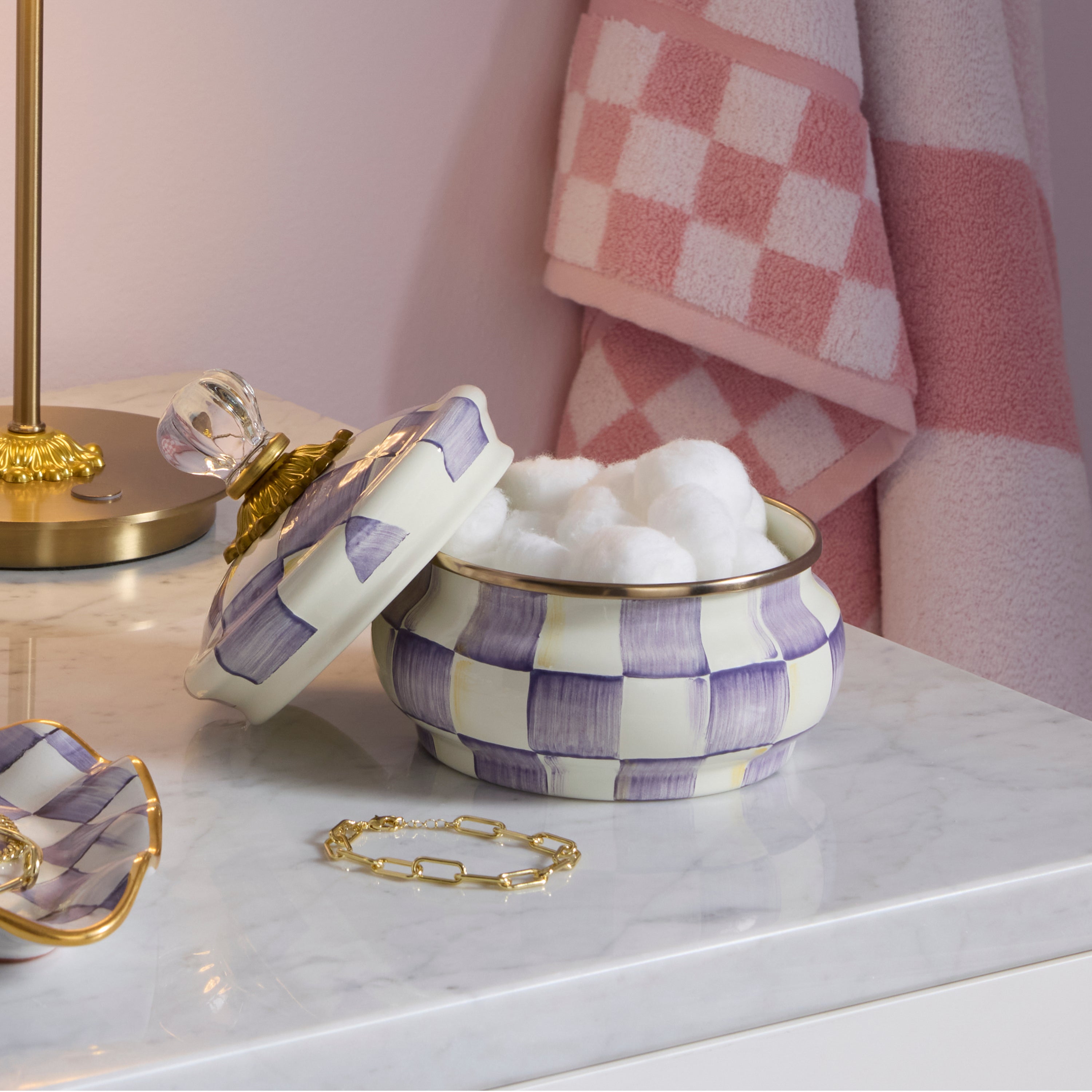 MacKenzie-Childs | Violet Check Squashed Pot