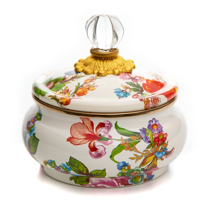 White Flower Market Squashed Pot image number 0