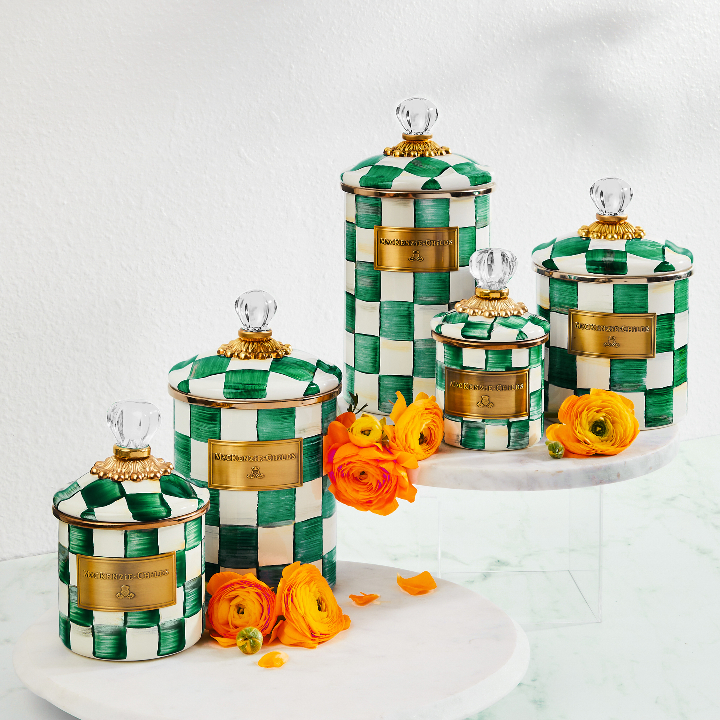 MacKenzie-Childs | Emerald Check Small Canister