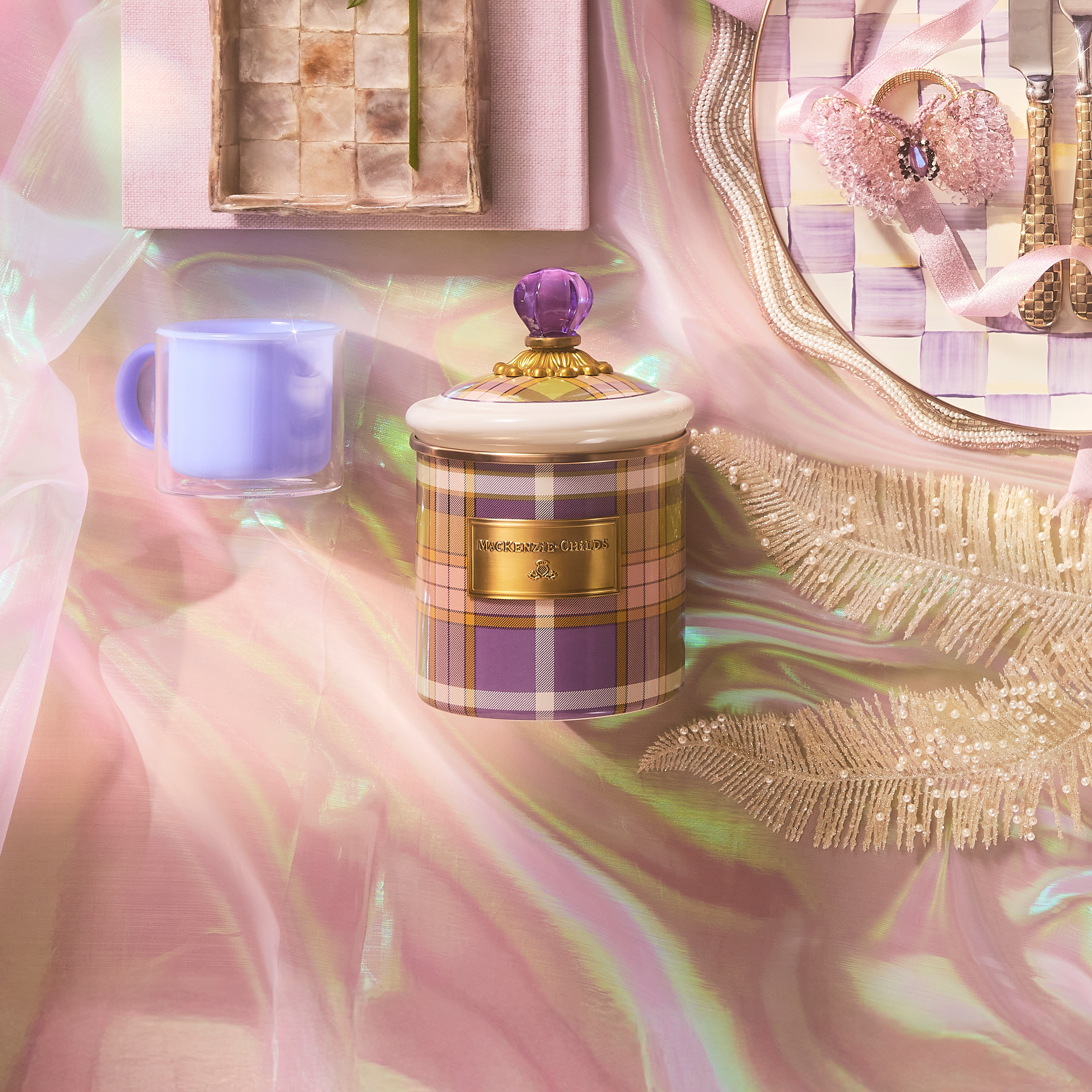 MacKenzie-Childs | Tartan Violet Small Canister