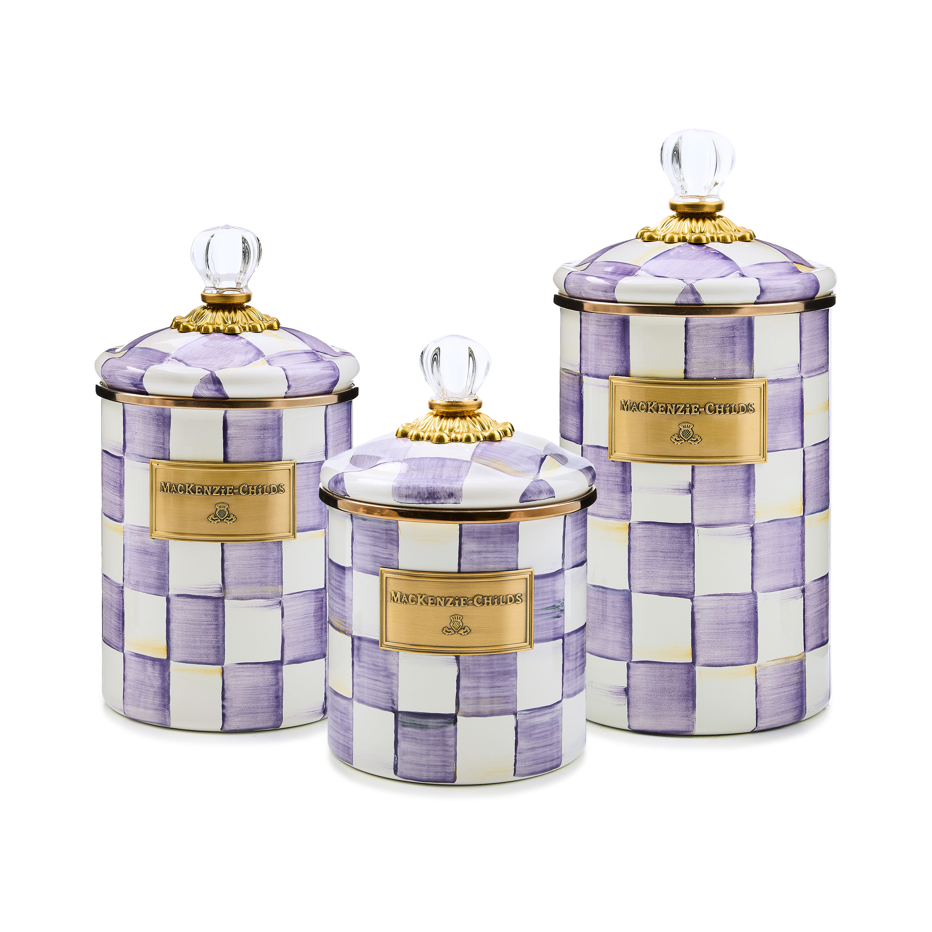 MacKenzie-Childs | Violet Check Small Canister