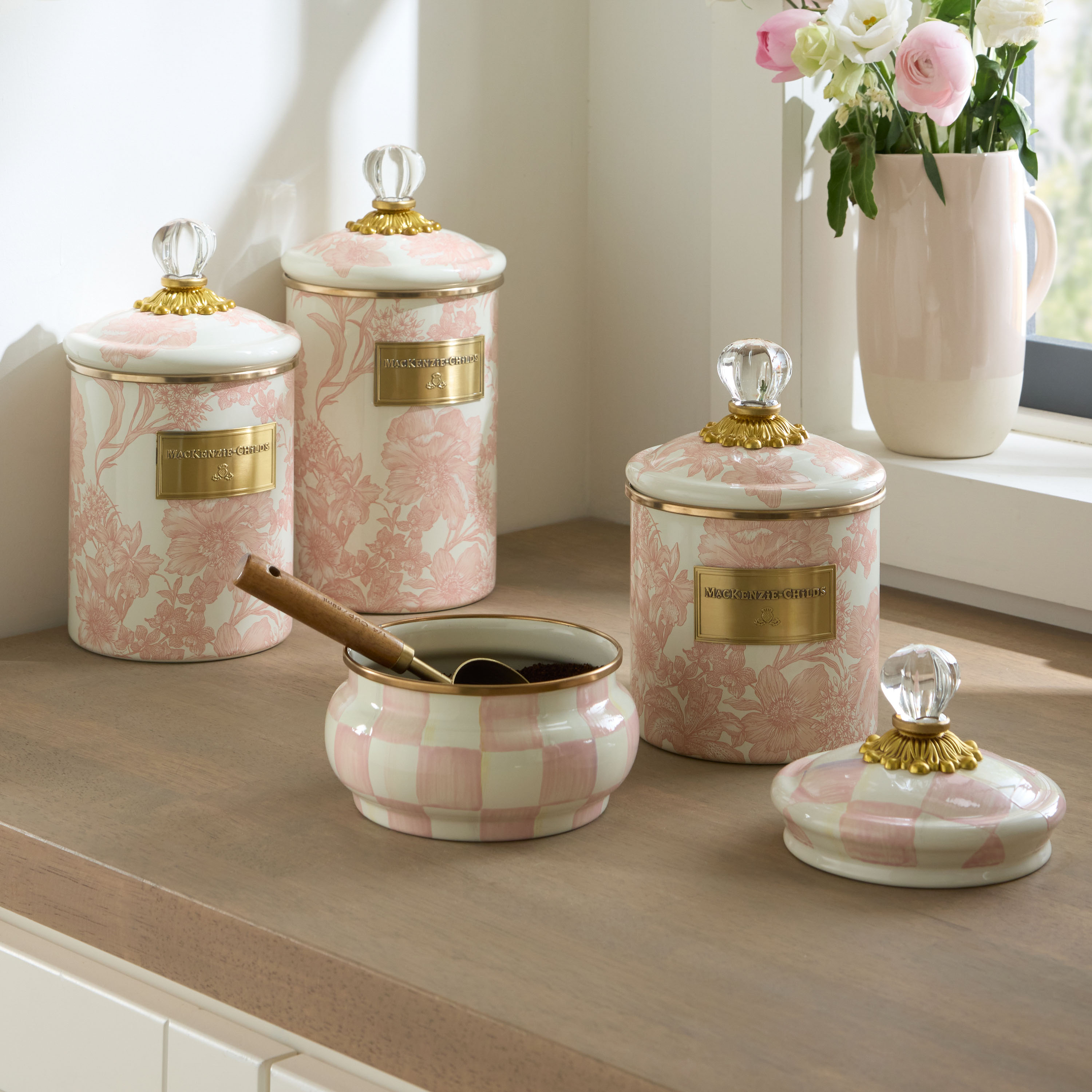 MacKenzie-Childs | Rosy English Garden Medium Canister