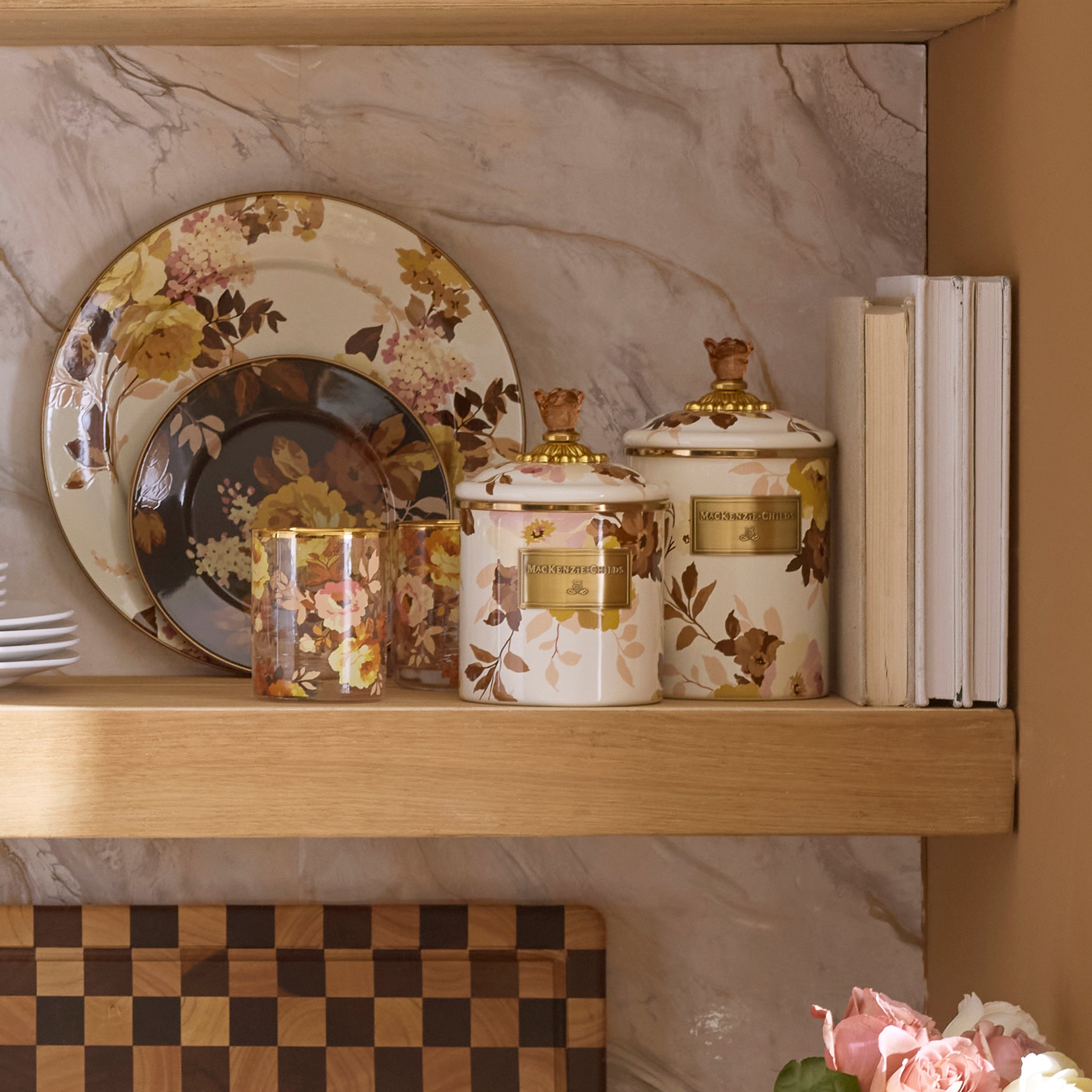 MacKenzie-Childs | Wild Rose White Medium Canister