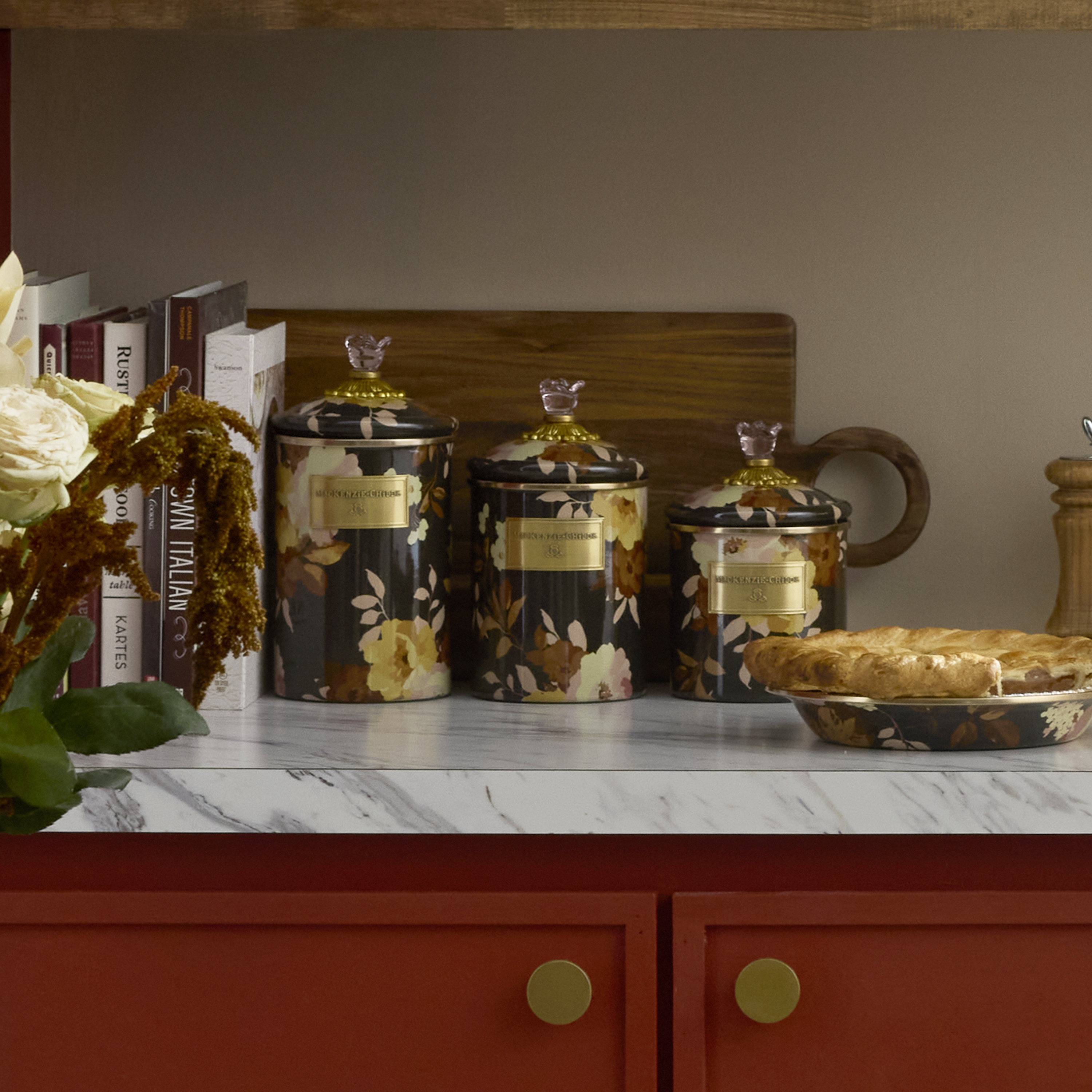 MacKenzie-Childs | Wild Rose Brown Medium Canister