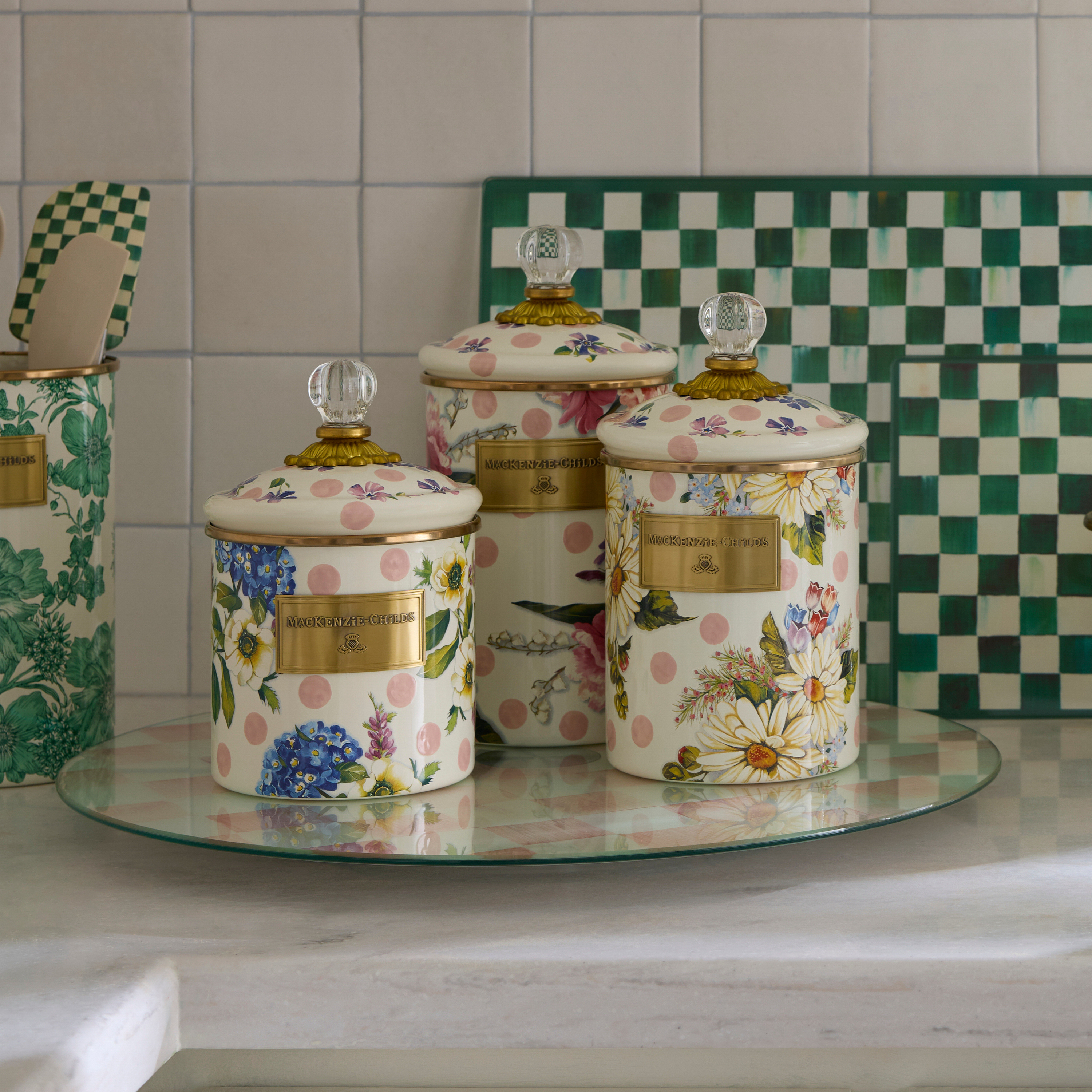 MacKenzie-Childs | Wildflowers Pink Medium Canister