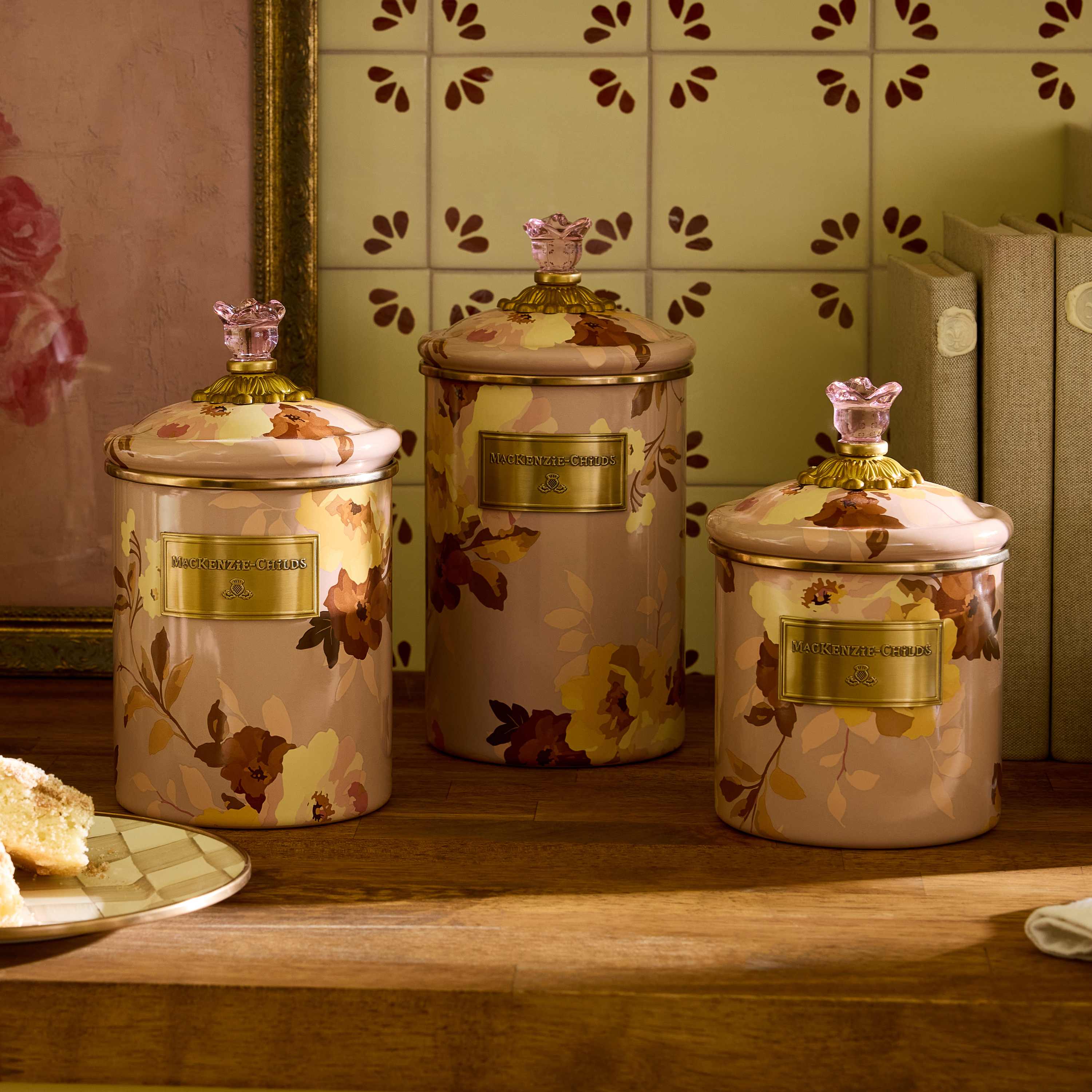 MacKenzie-Childs | Wild Rose Mauve Medium Canister