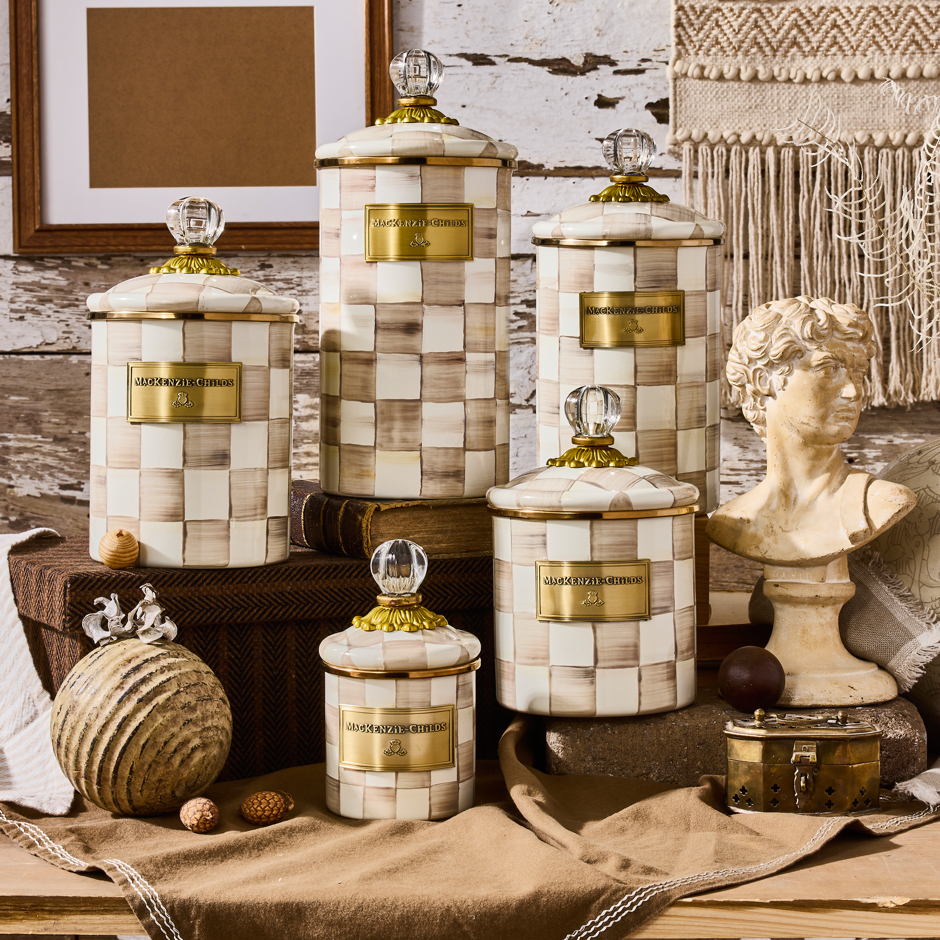 MacKenzie-Childs | Mocha Check Medium Canister