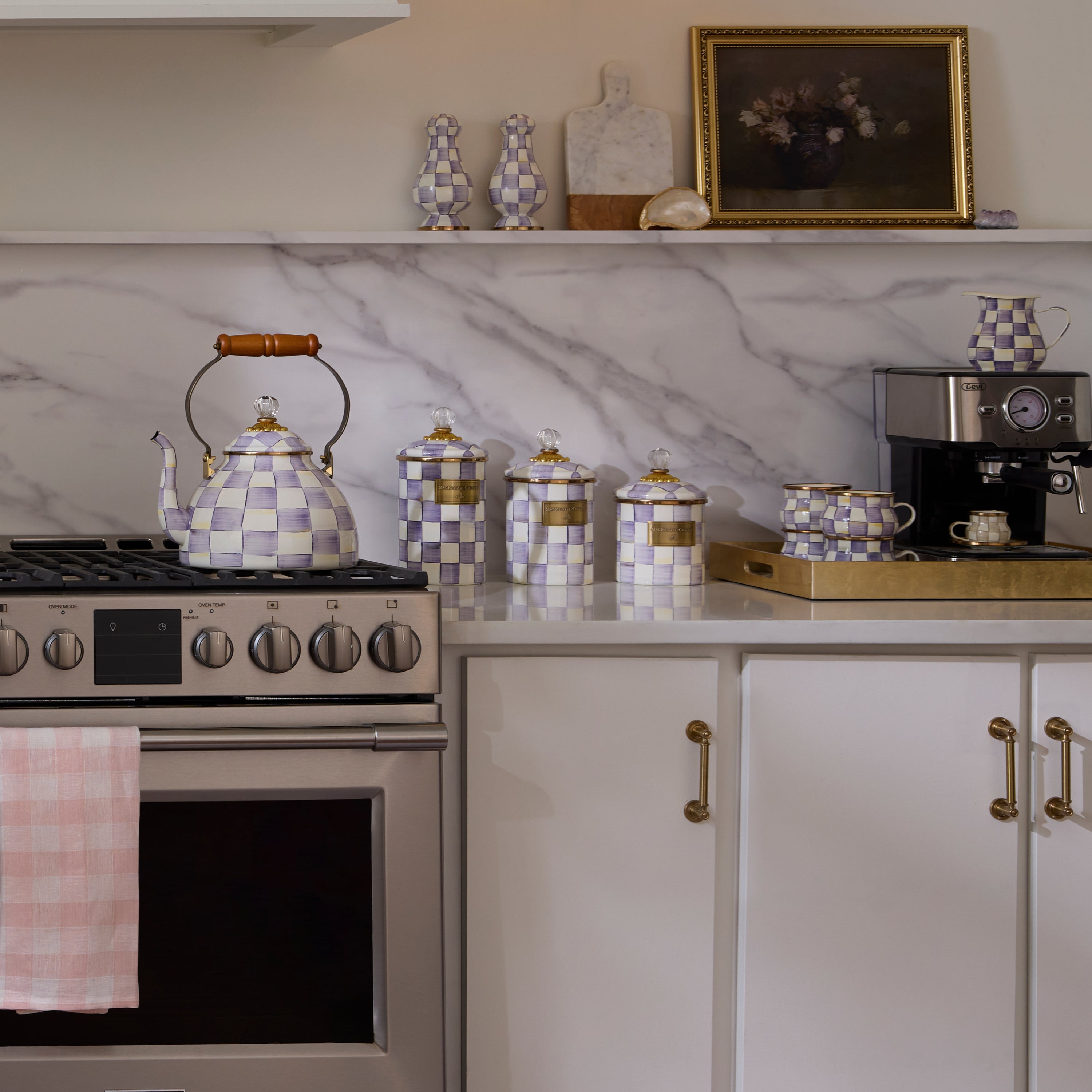 MacKenzie-Childs | Violet Check Medium Canister