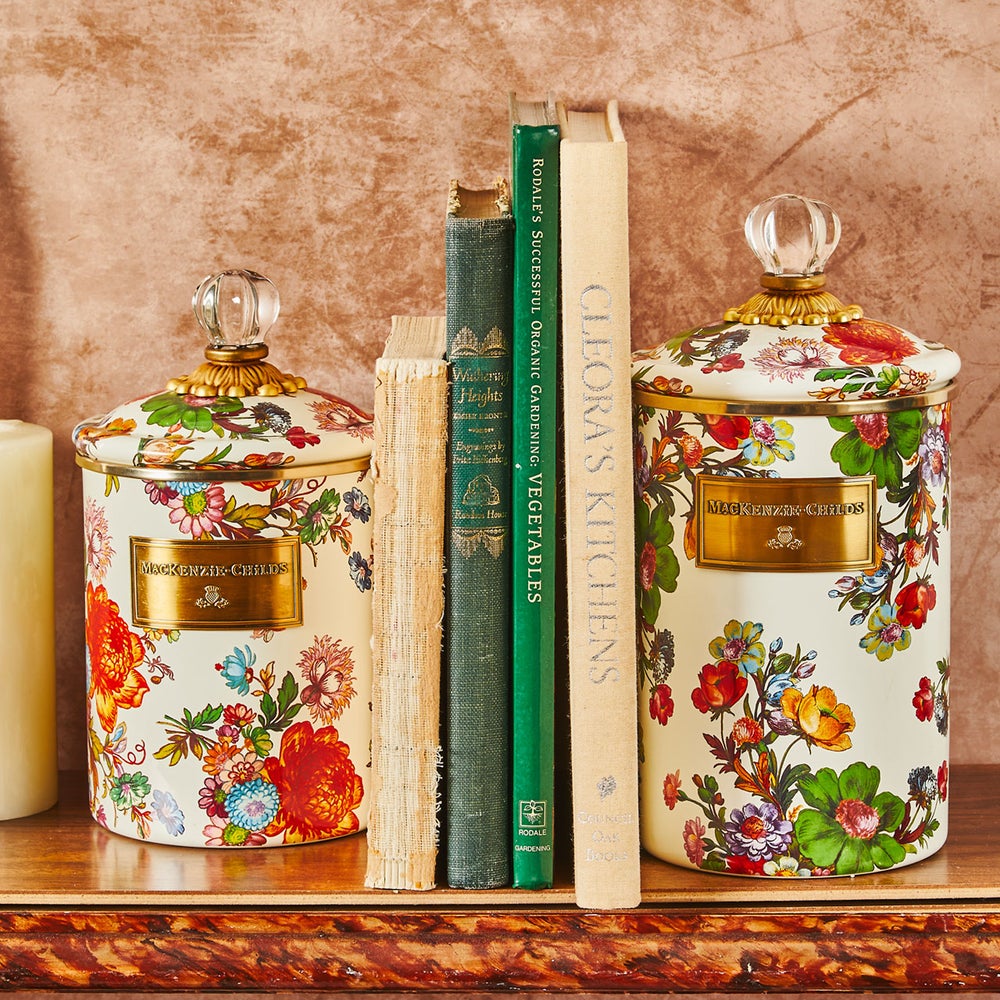 MacKenzie-Childs | White Flower Market Medium Canister