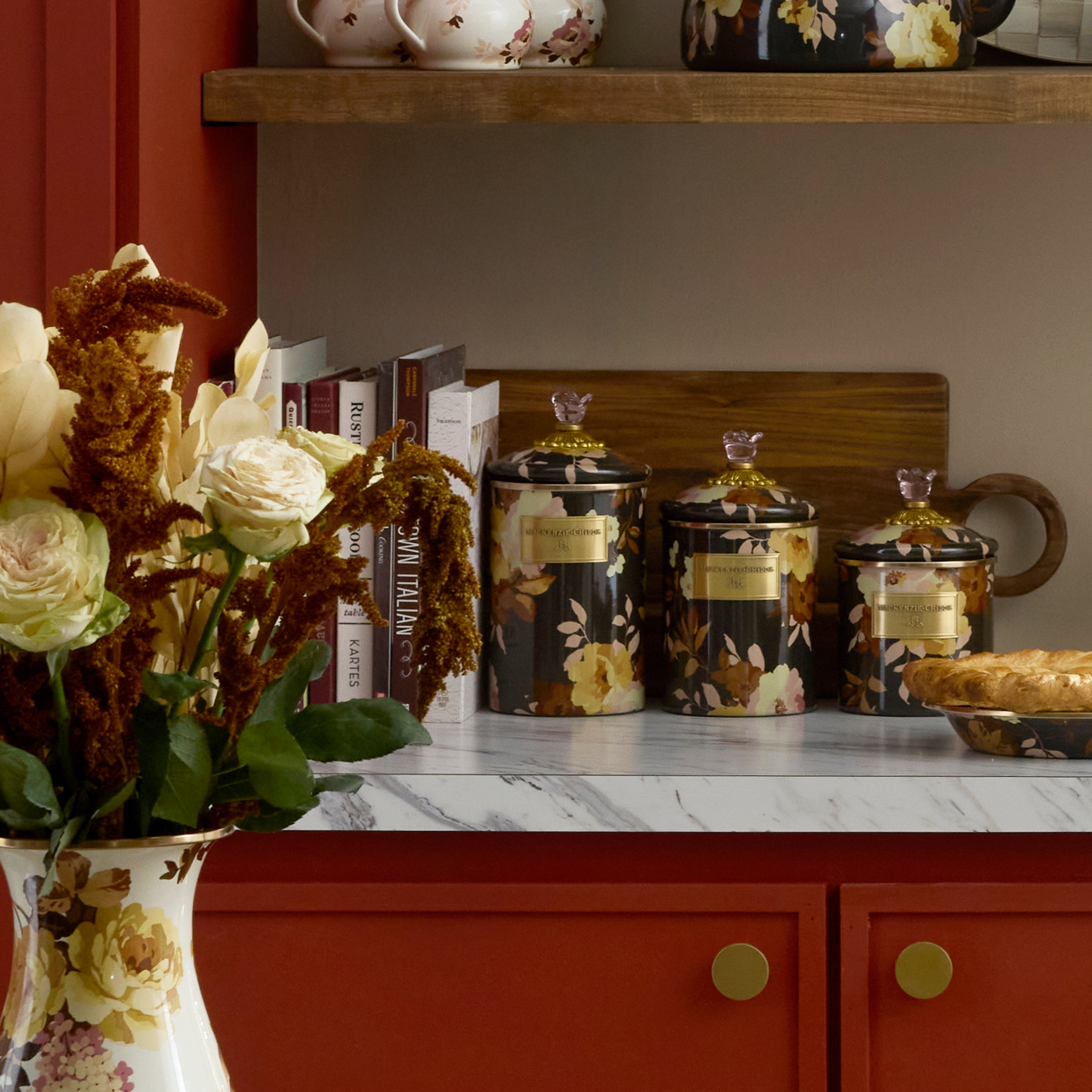 MacKenzie-Childs | Wild Rose Brown Large Canister