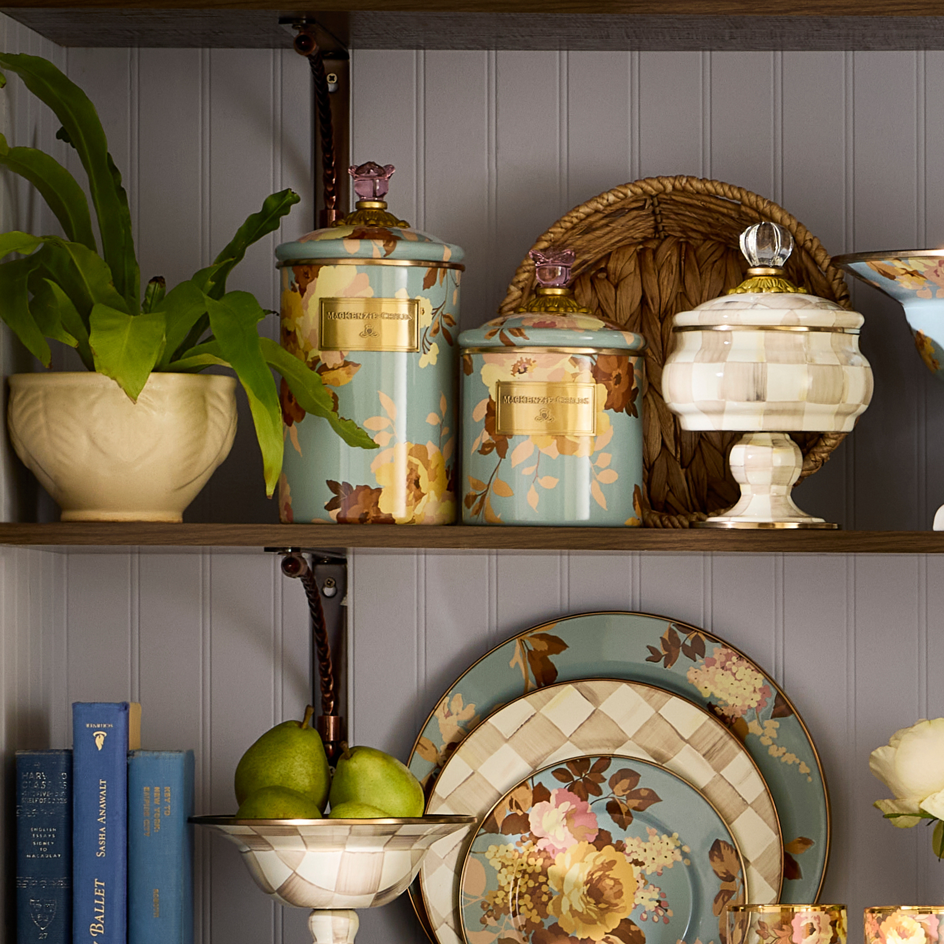 MacKenzie-Childs | Wild Rose Slate Large Canister