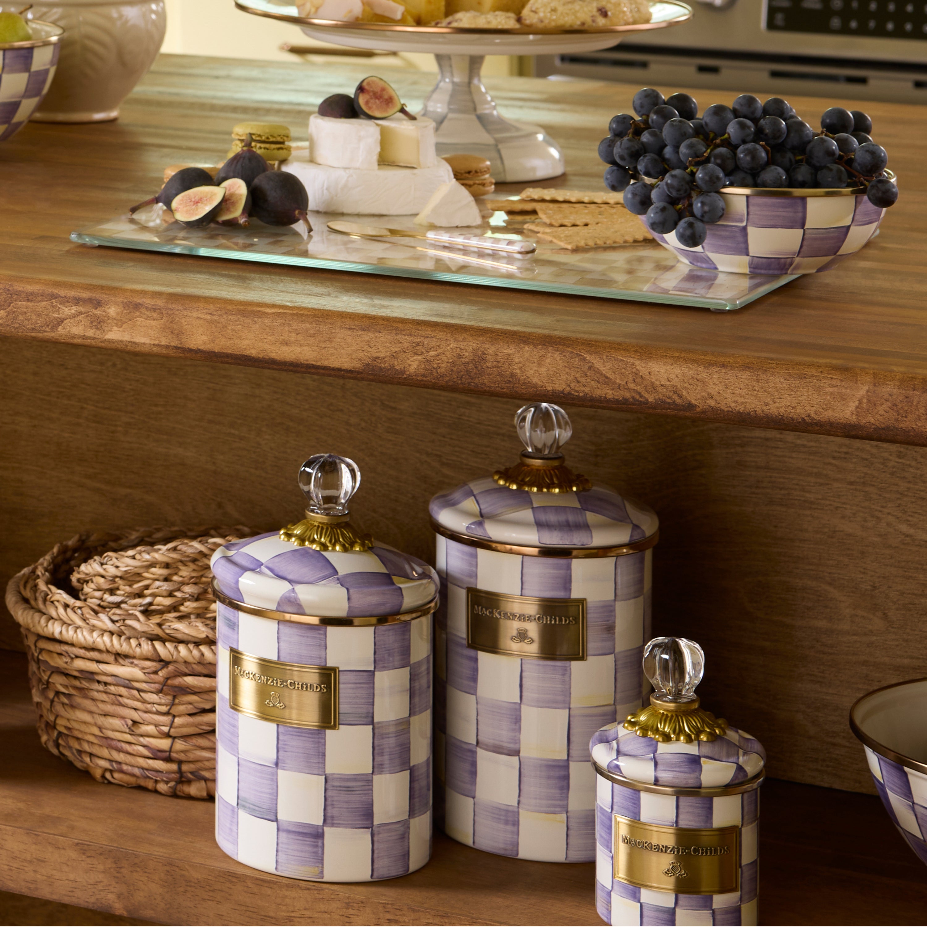 MacKenzie-Childs | Violet Check Large Canister