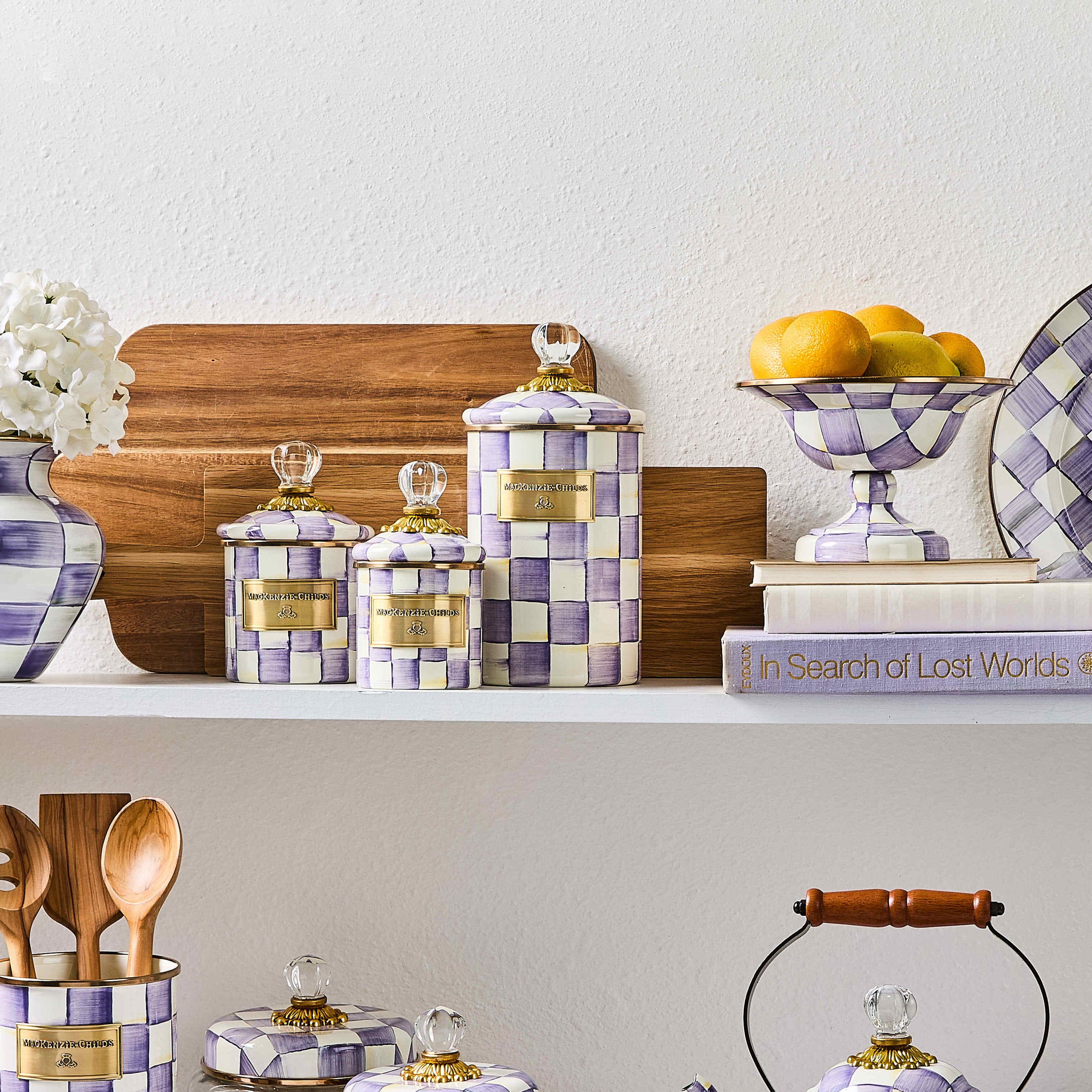 MacKenzie-Childs | Violet Check Large Canister
