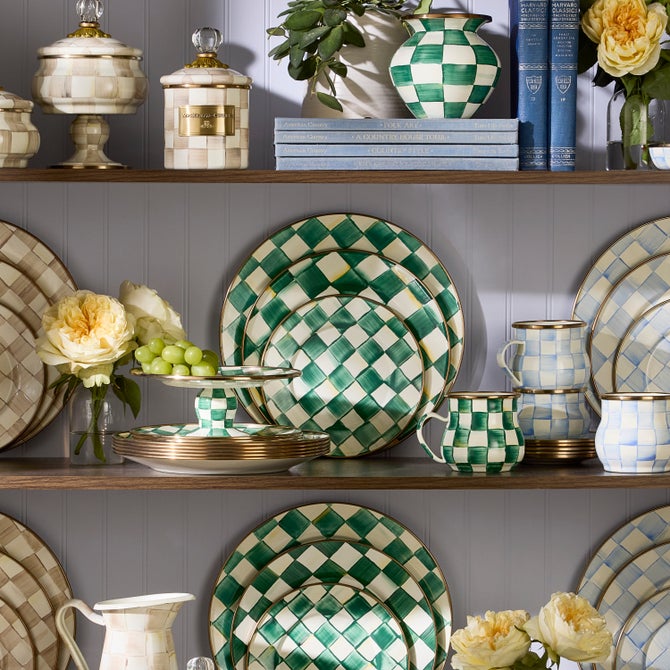 Emerald Check Dinner Plate image number 6