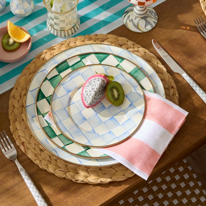 Emerald Check Dinner Plate image number 7