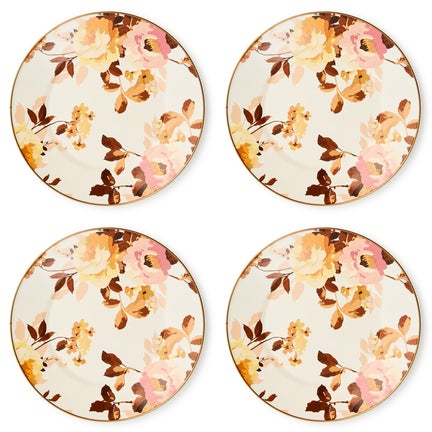 Wild Rose White Dinner Plate, Set of 4