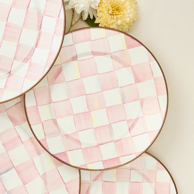Rosy Check Dinner Plate image number 1