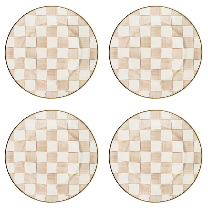 Mocha Check Dinner Plate, Set of 4 image number 0