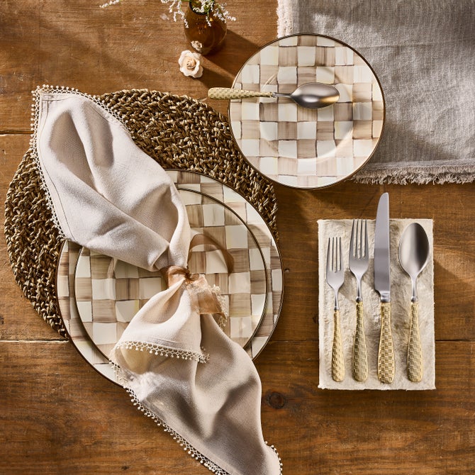 Mocha Check Enamel Dinnerware image number 15