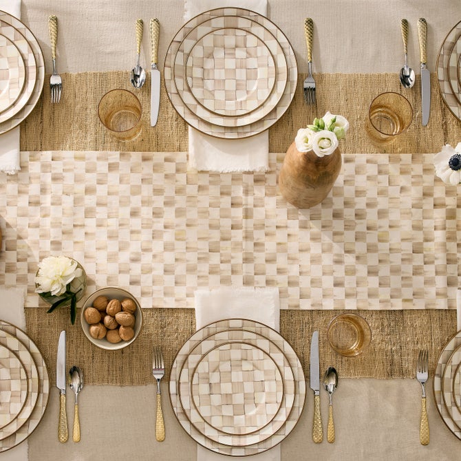 Mocha Check Dinner Plate image number 8