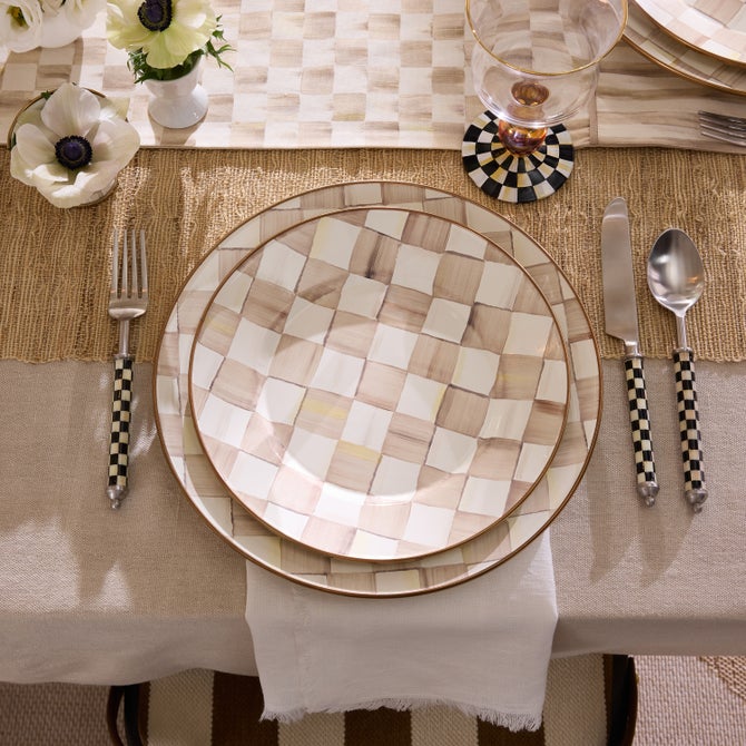 Mocha Check Dinner Plate image number 9