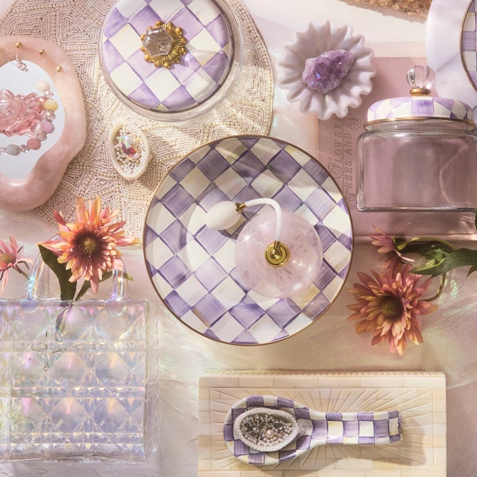 Violet Check Dinner Plate image number 3