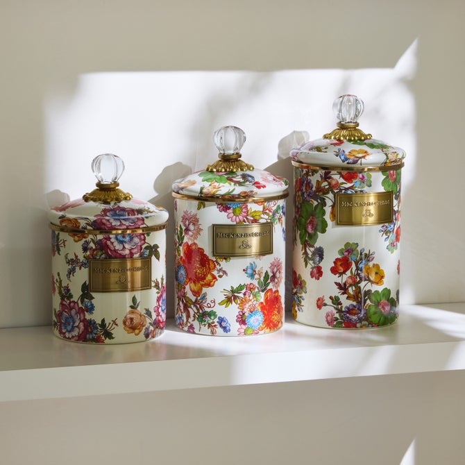 White Flower Market Enamel Canisters image number 2