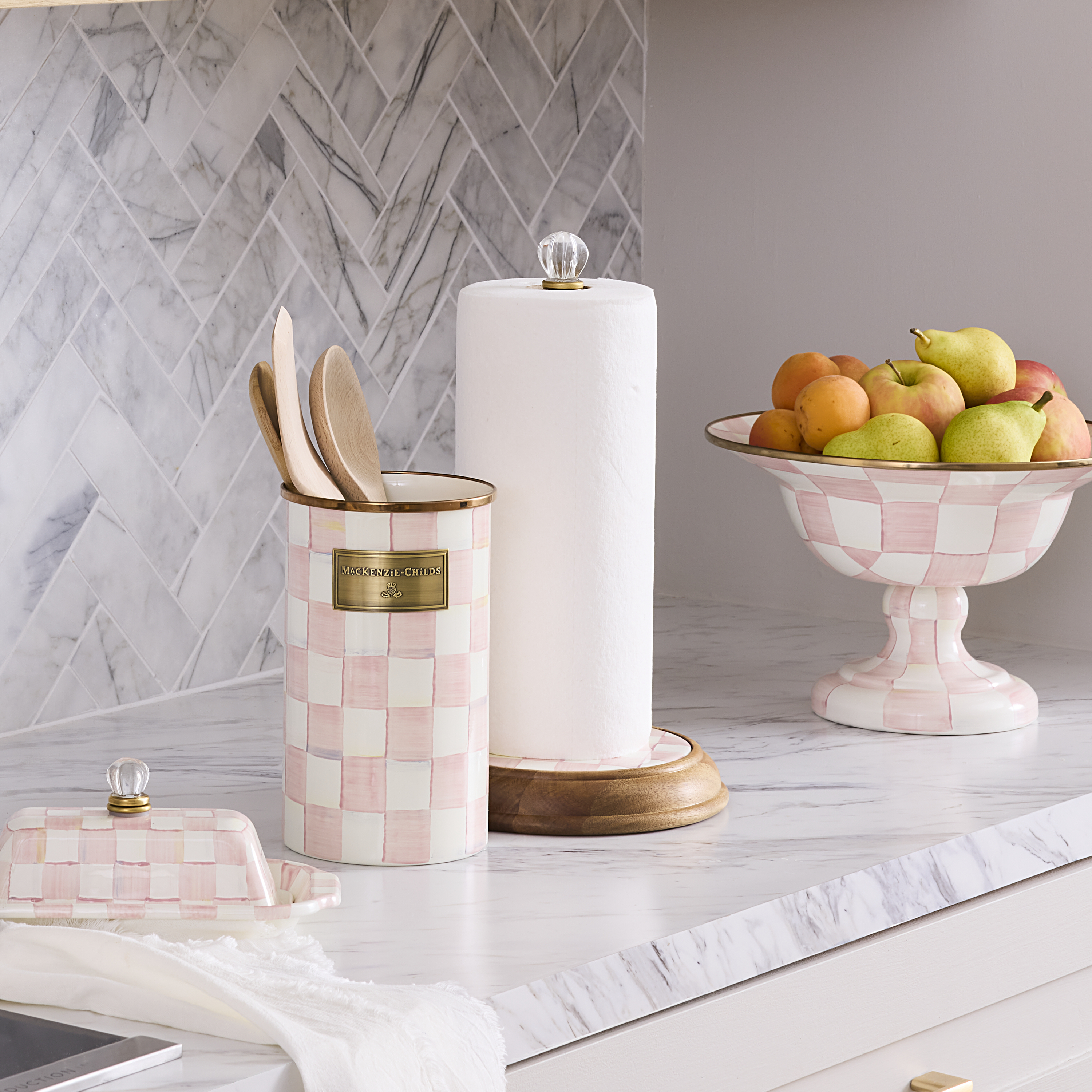 MacKenzie-Childs Rosy Check Paper Towel Holder - Thumbnail 5