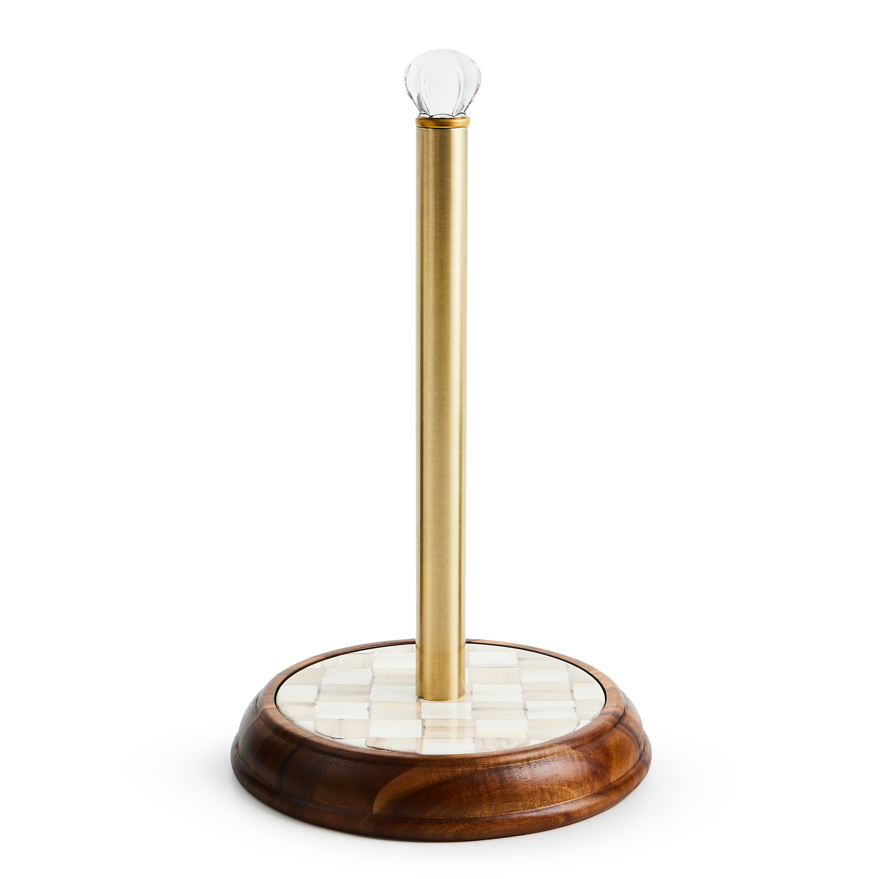 MacKenzie-Childs | Mocha Check Wood Paper Towel Holder