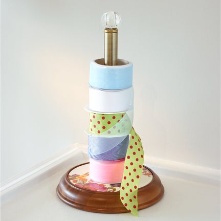 White Flower Market Wood Paper Towel Holder