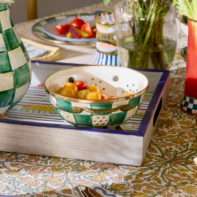 Emerald Check Small Colander image number 1