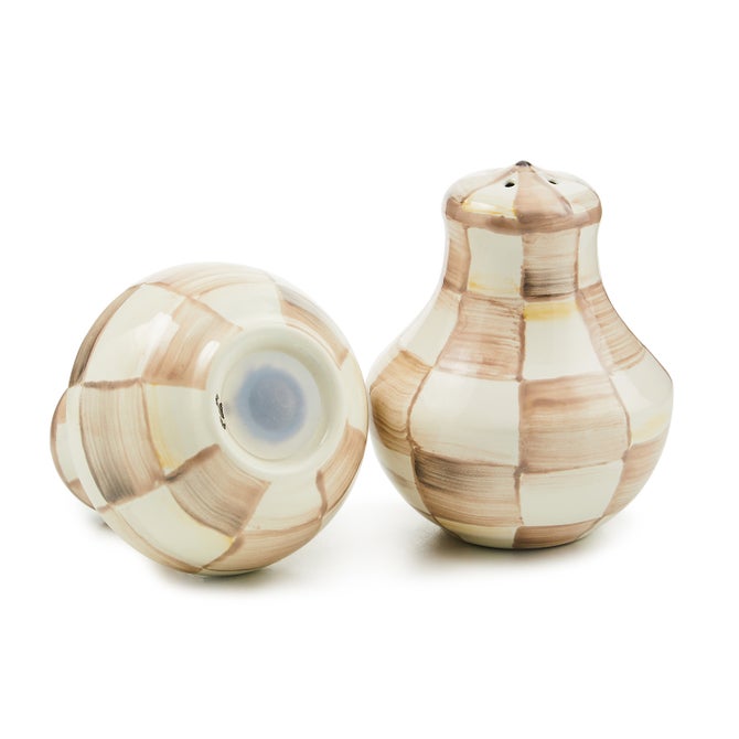Mocha Check Salt & Pepper Shakers image number 2
