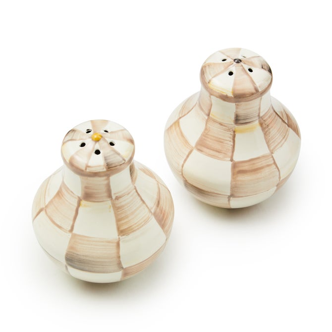 Mocha Check Salt & Pepper Shakers image number 3